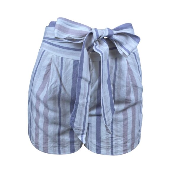 Express Women's Light Purple Striped High-Waisted Paper Bag Shorts Size 6 - Picture 1 of 10